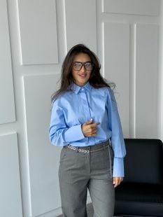 Сорочка жіноча з декоративними ґудзиками БЛАКИТНА ____651601620 фото