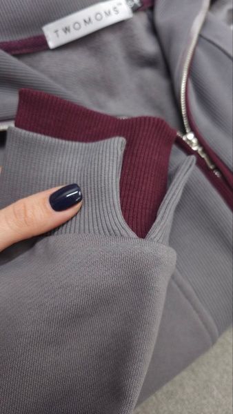 Костюм на блискавці жіночий утеплений ZIP СІРА ДИМКА + БУРГУНДІ 253506 фото