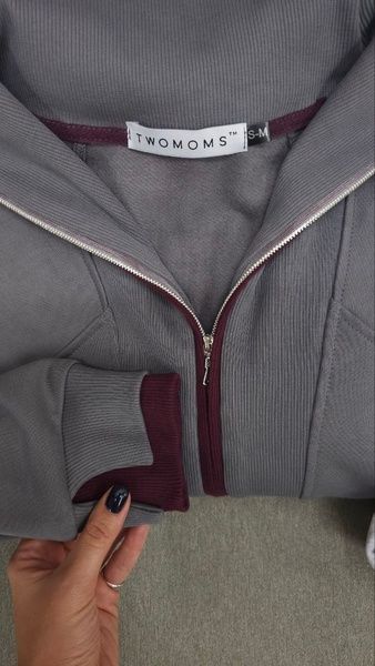 Костюм на блискавці жіночий утеплений ZIP СІРА ДИМКА + БУРГУНДІ 253506 фото