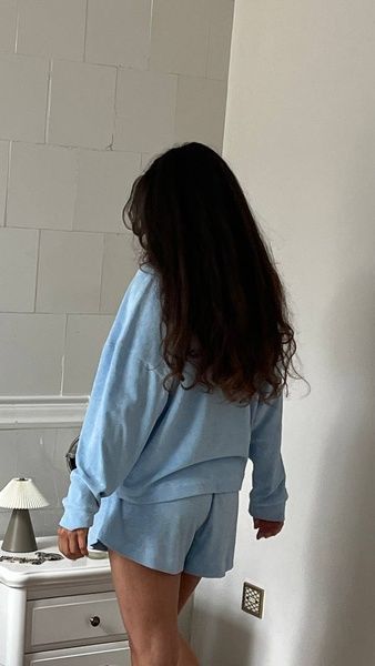 Костюм жіночий з поло та шортами тонка махра БЛАКИТНИЙ 1424406120 фото