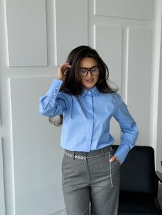 Сорочка жіноча в смужку БЛАКИТНА 652709514 фото